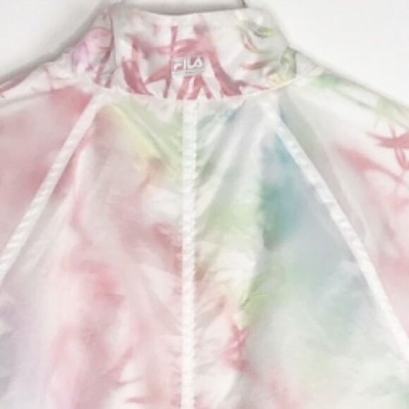 FILA Women’s Pastel Rainbow Bird Print Windbreaker Jacket Size Small - Picture 5 of 9